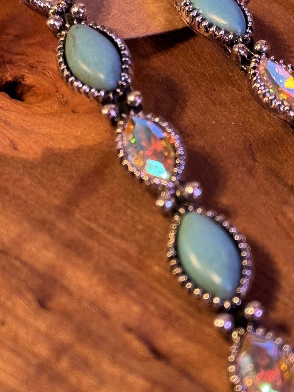 Turquoise &amp; Crystal Western Drop Earrings