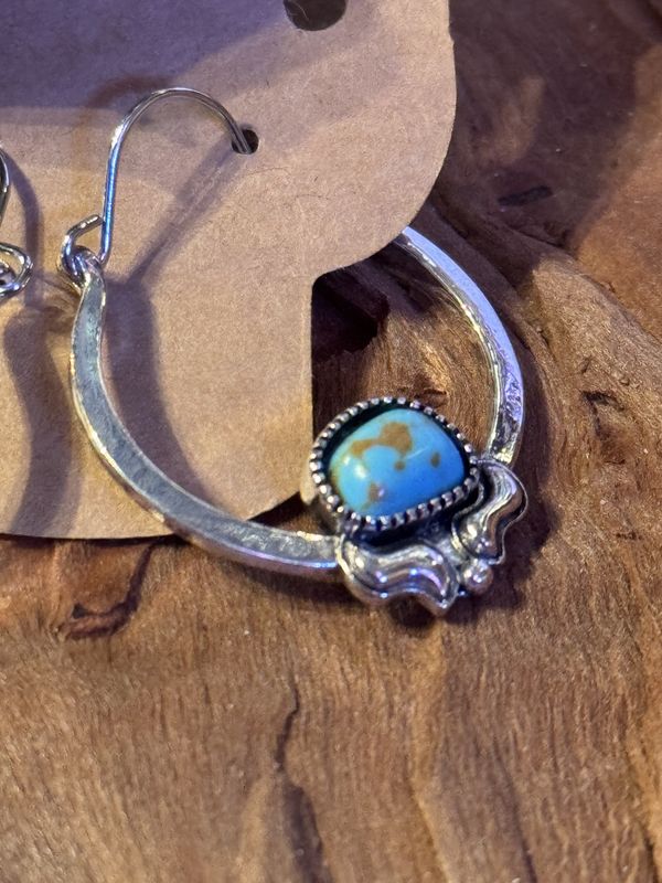 Turquoise Accent Western Hoop Earrings