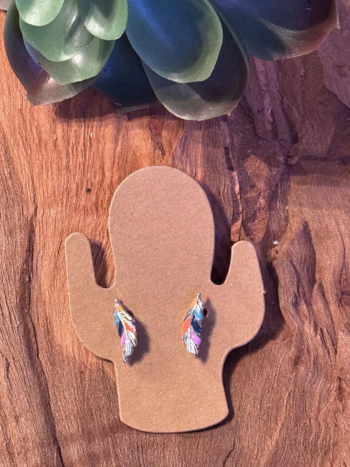 Sterling Silver &amp; Enamel Feather Stud Earrings