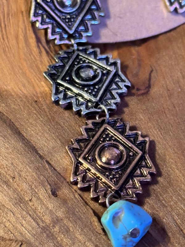 Southwest Dangle Earrings with Turquoise Chips