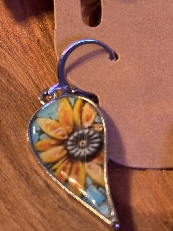 Teardrop Sunflower Art Earrings