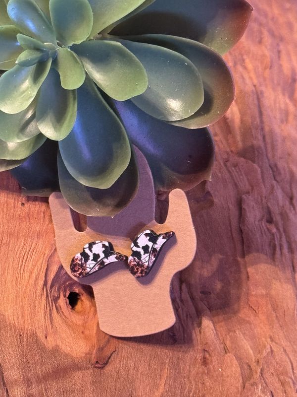 Cowboy Hat Stud Earrings – Assorted Western Prints
