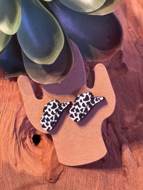 Cowboy Hat Stud Earrings – Assorted Western Prints