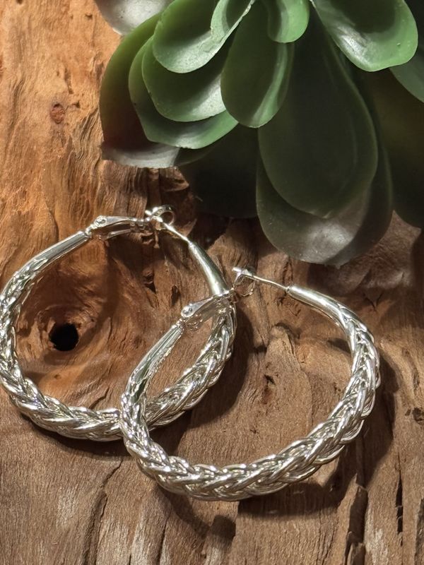 Sterling Silver Braided Hoops