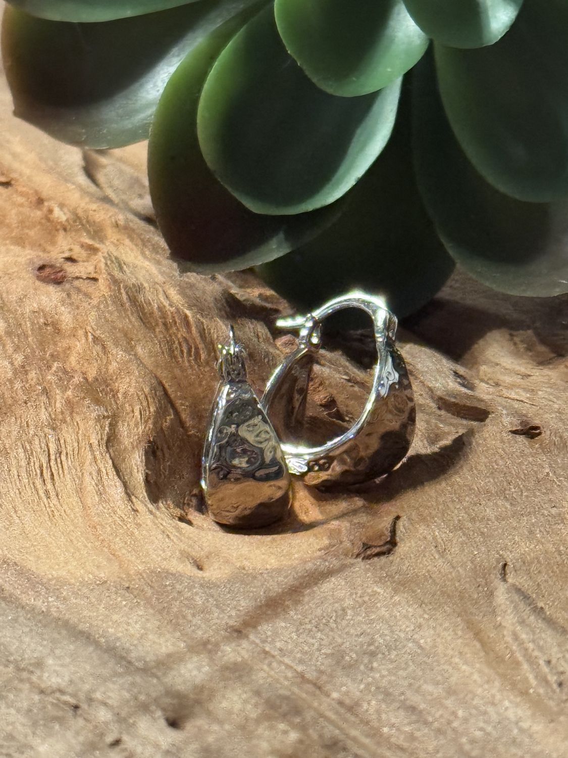 Sterling Silver Hammered Hoops