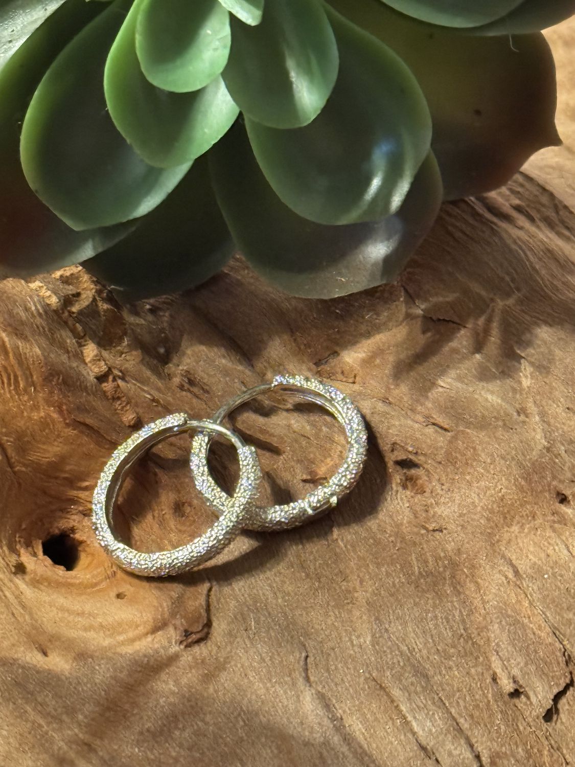 Sterling Silver Diamond-Cut Textured Hoop Earrings