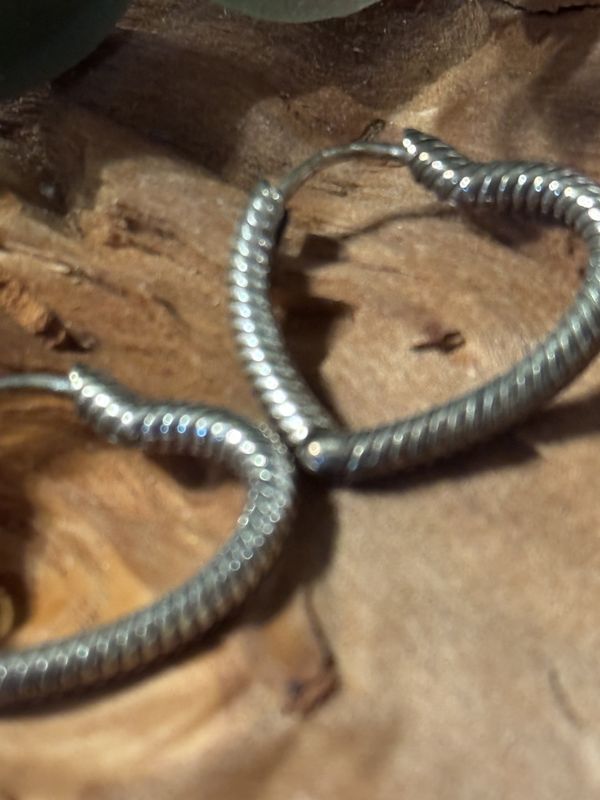 Sterling Silver Twisted Heart Hoop Earrings