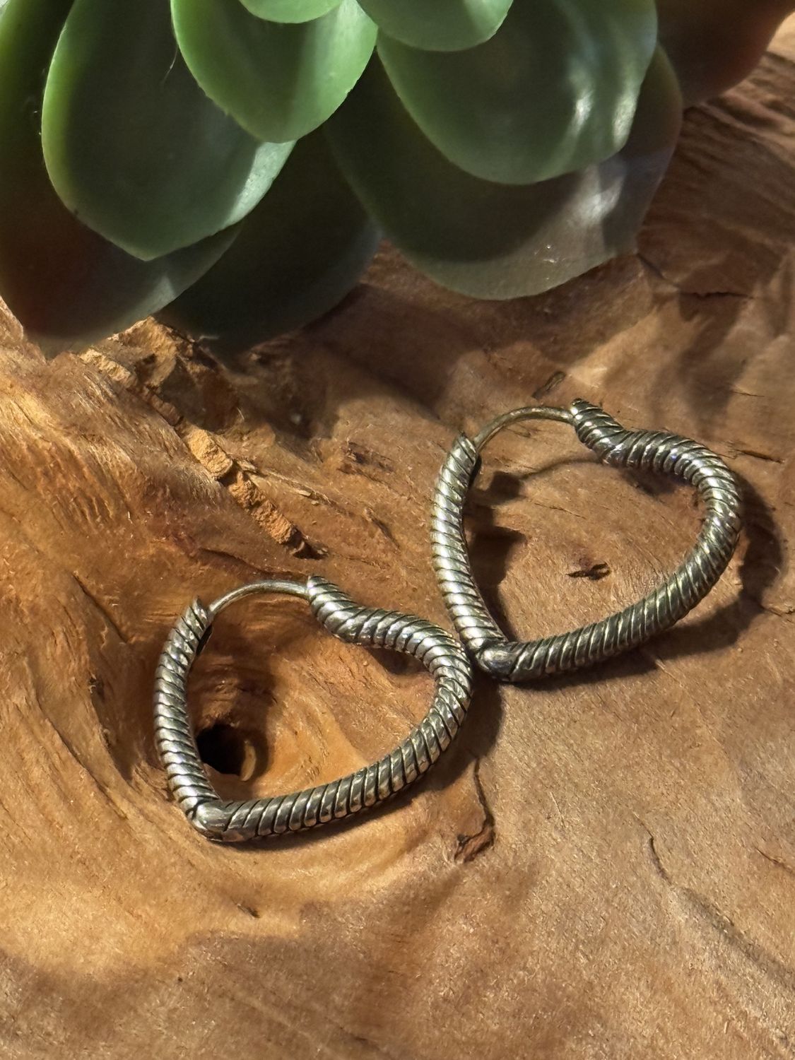 Sterling Silver Twisted Heart Hoop Earrings