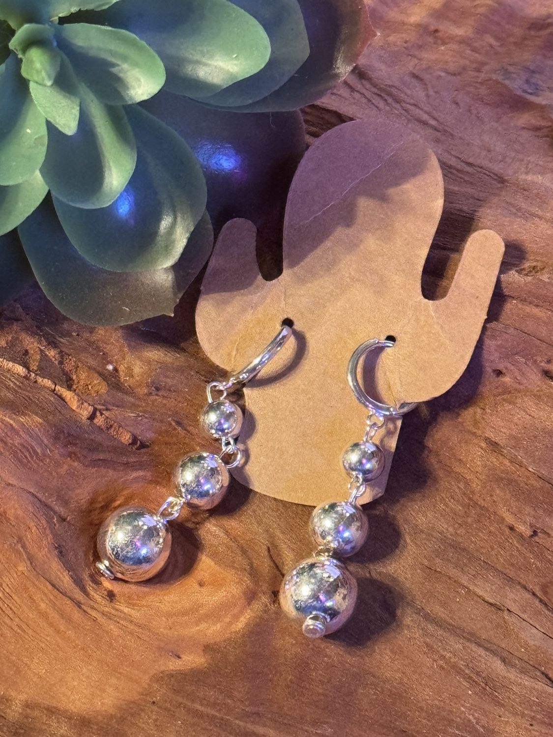 Sterling Silver Triple Bead Earrings