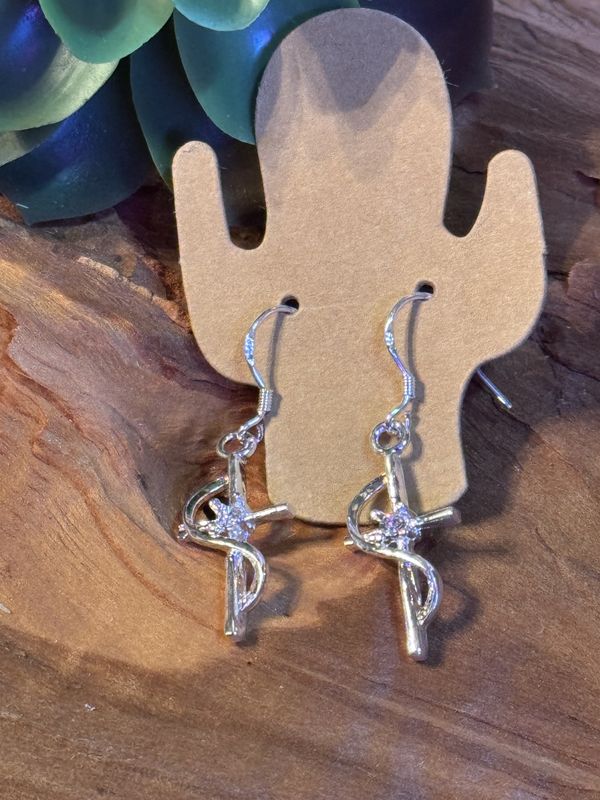 Sterling Silver Cross Dangle Earrings