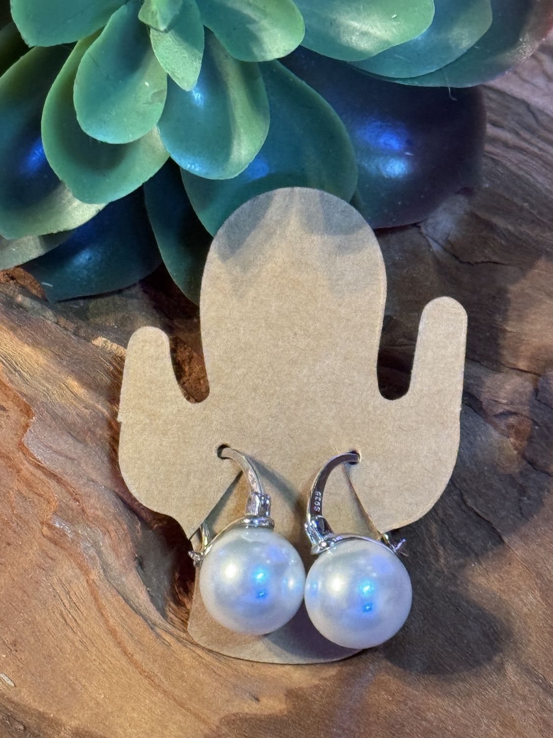 Sterling Silver Faux Pearl Drop Earrings