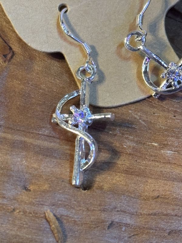 Sterling Silver Cross Dangle Earrings