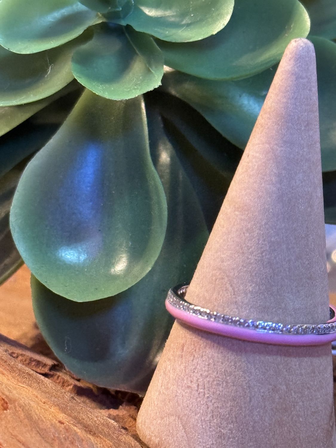 Sterling Silver Enamel Band Ring, Colour: Pink
