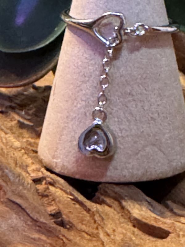 Sterling Silver Dangle Heart Ring Too