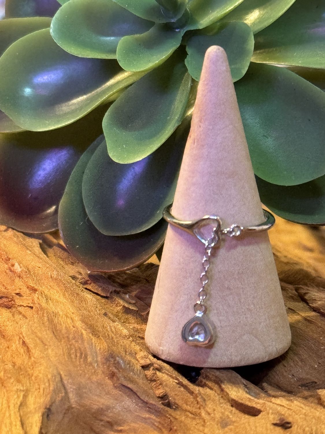 Sterling Silver Dangle Heart Ring Too