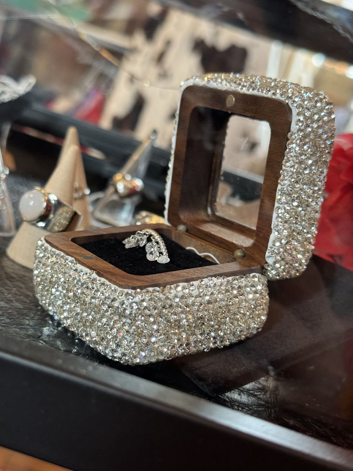 Crystal Studded Ring Box