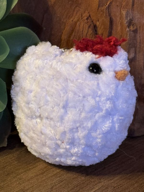 Hand Crocheted Chicken Keychain