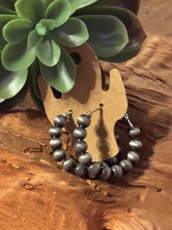 Faux Navajo Pearl Hoops