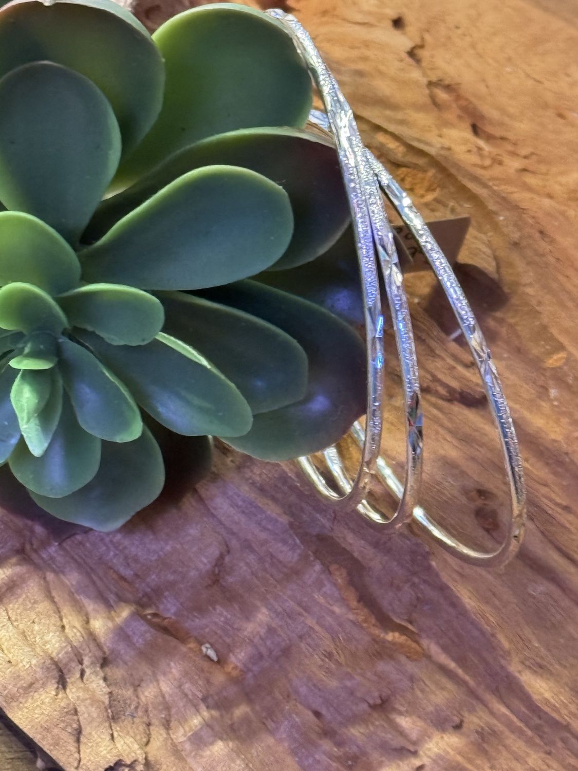 Sterling Silver Etched Bangle Set