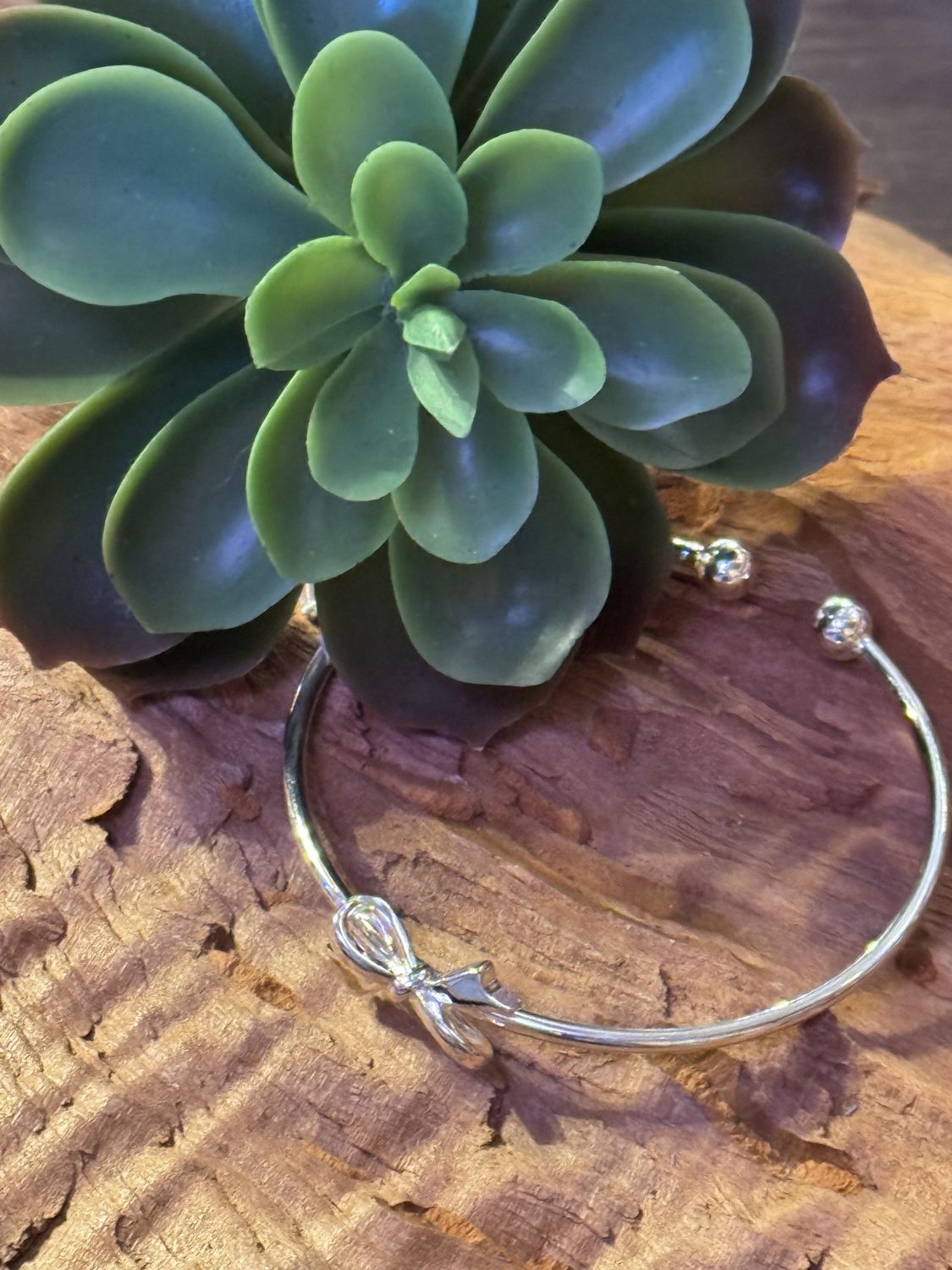 Sterling Silver Bow Bangle Bracelet