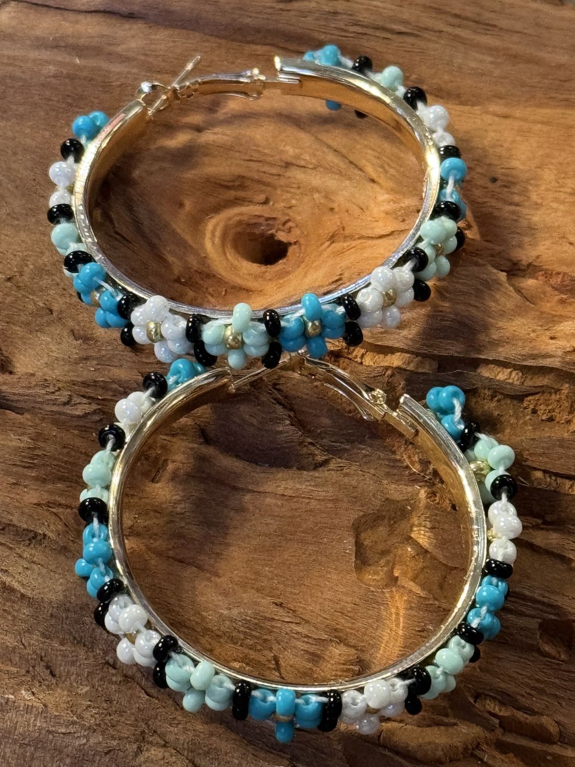 Fancy Beaded Hoop Earrings