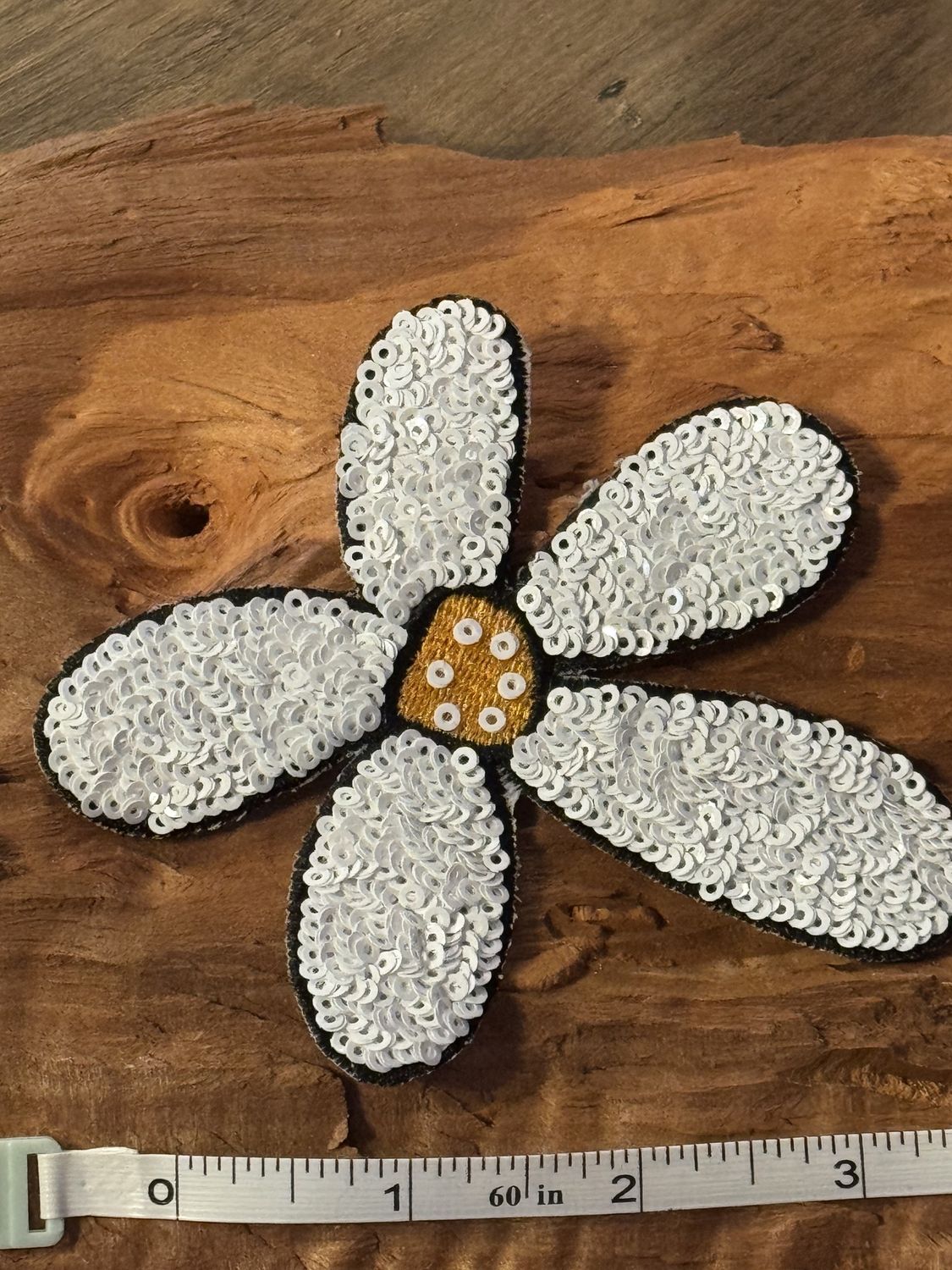 Sequined Flower Patches, Colour: White
