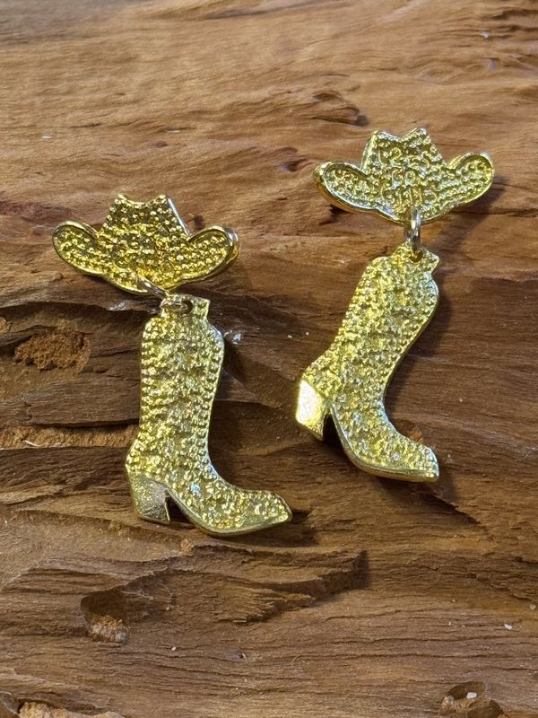 Golden Cowgirl Boot/Hat Earrings