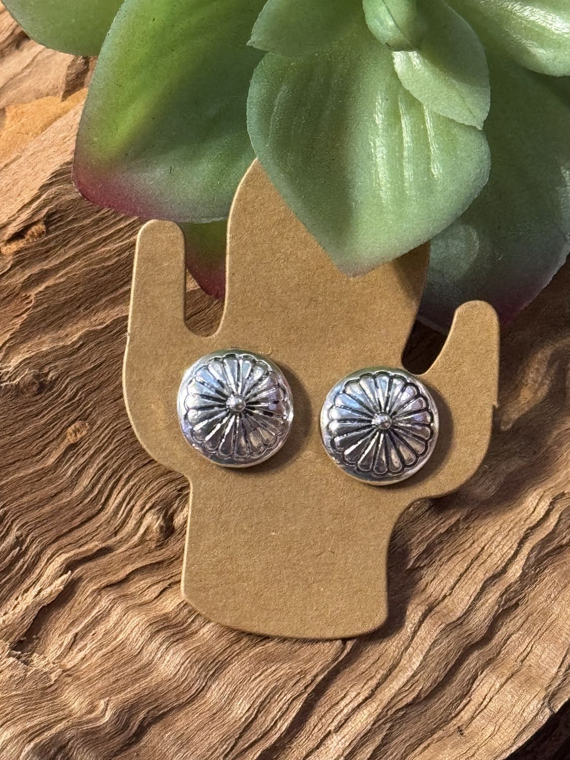 Concho Stud Earrings, Style: 1