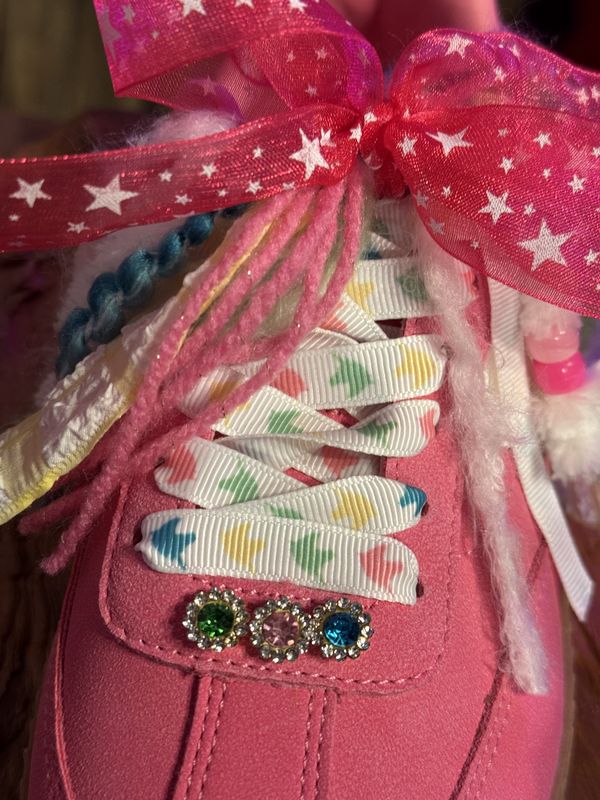 One-of-a-Kind Blinged-Out Ribbon &amp; Bead Sneakers – Unicorn Edition