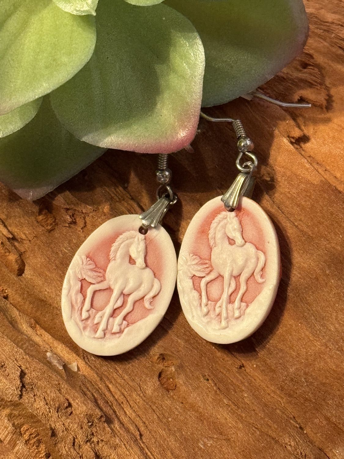Cameo Horse Earrings