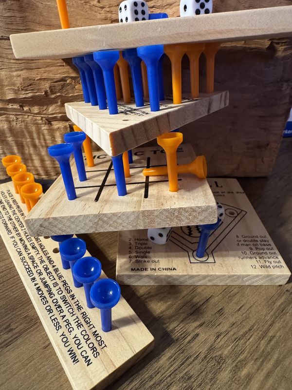 Mini Wooden Travel Games – Peg Board, Tic Tac Toe, Baseball, Roundabout &amp; More