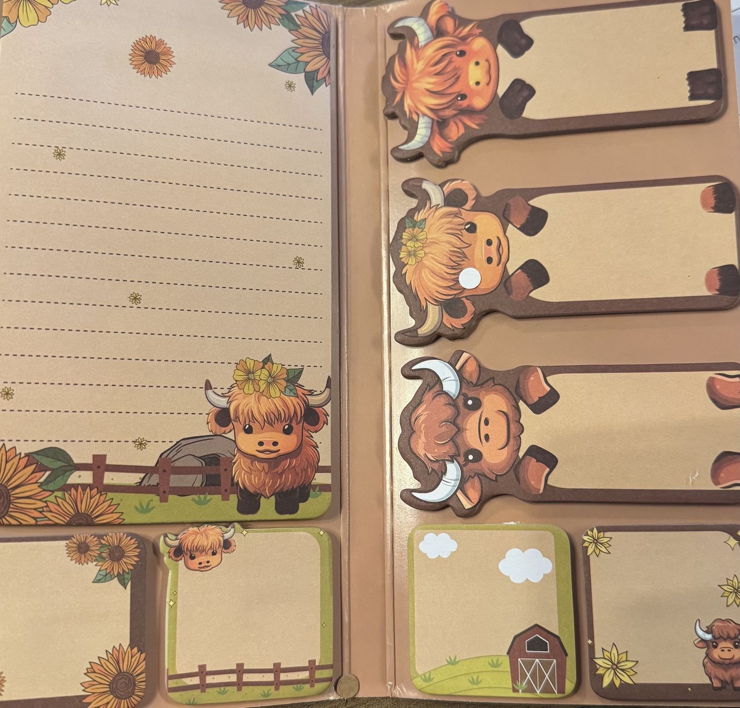 Highland Cow Sticky Note Set – Sunflower Farm Collection