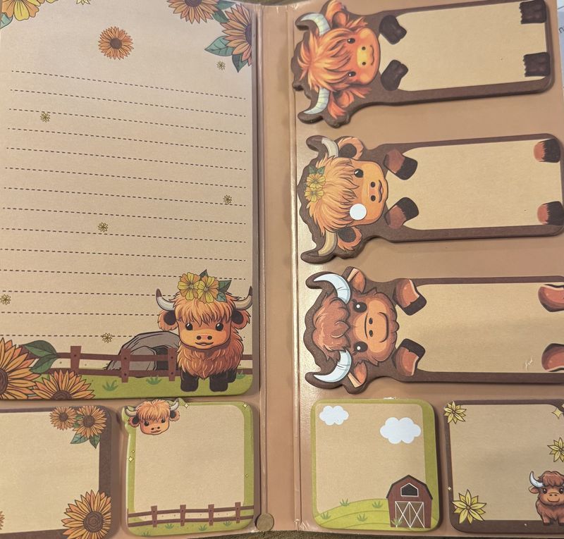 Highland Cow Sticky Note Set – Sunflower Farm Collection