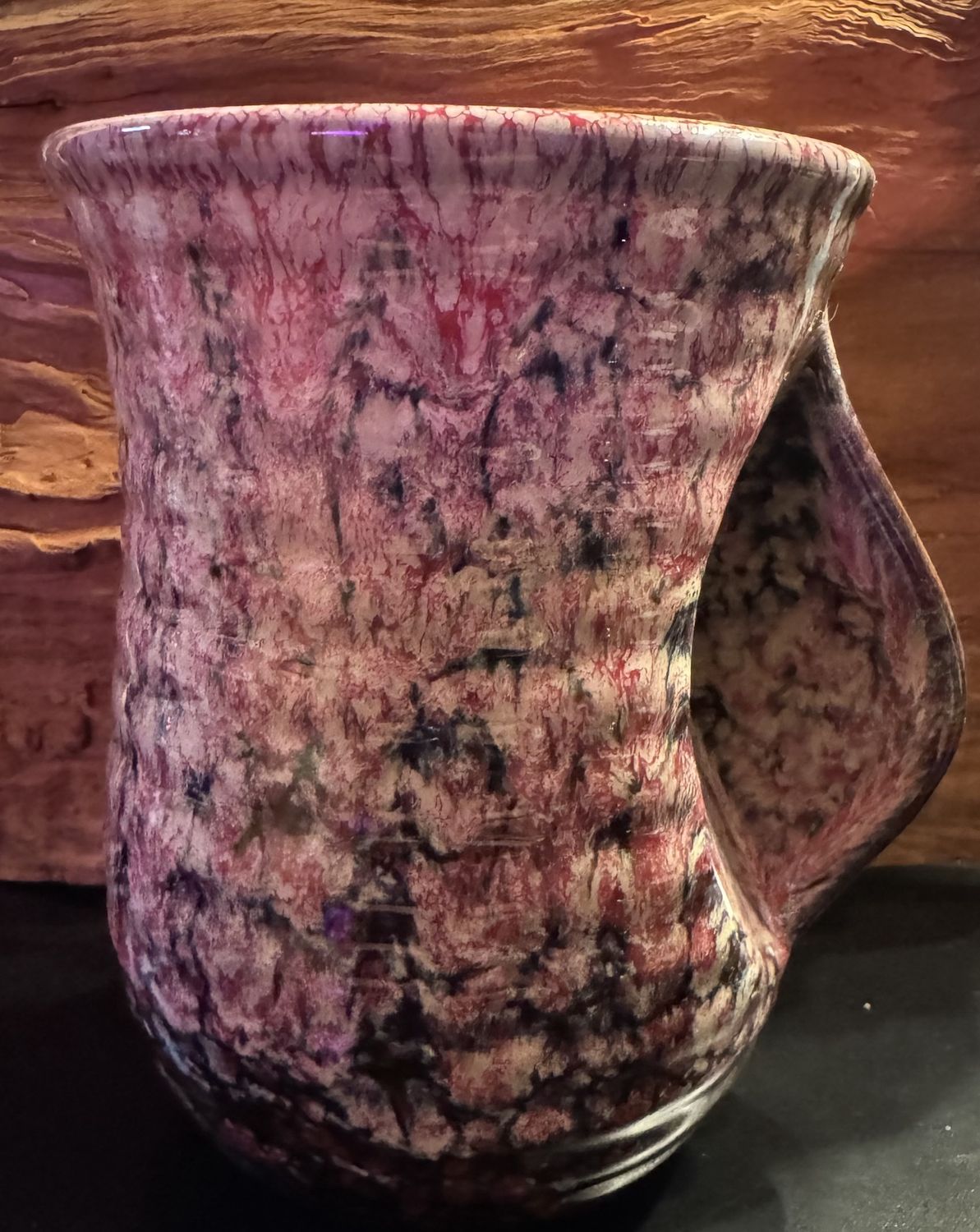 Handcrafted Pottery Mug – Unique Artisan Grip-Handle Mug, Colour: Pink