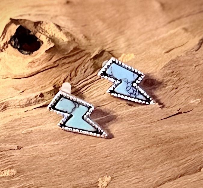 Lightning Bolt Stone Stud Earrings | Western Chic Fashion Jewelry | LynnDare Farms