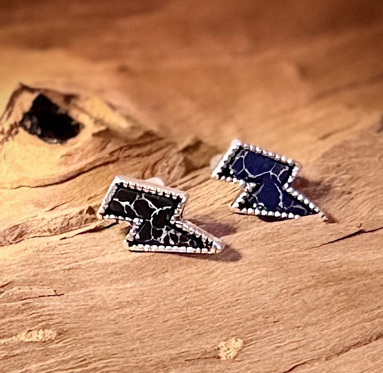 Lightning Bolt Stone Stud Earrings | Western Chic Fashion Jewelry | LynnDare Farms