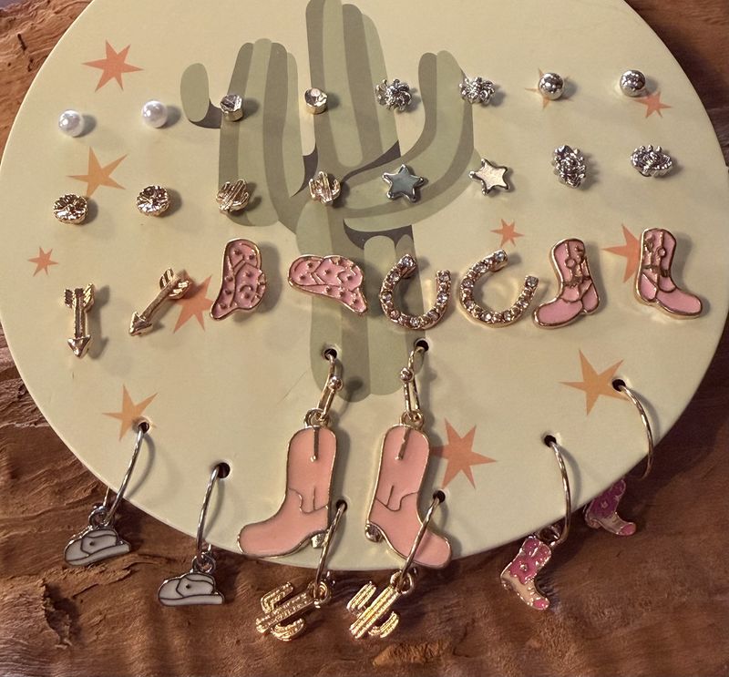 Western Cactus Stud Earring Set | Cowgirl &amp; Boot Earrings | LynnDare Farms