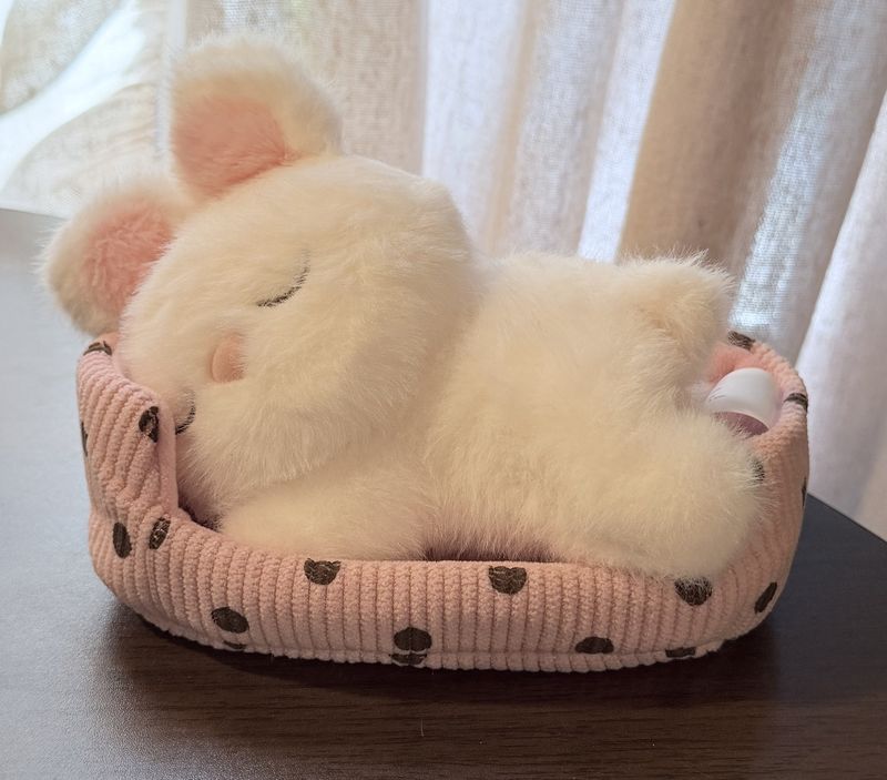 Plush Sleeping Bunny Decor | Soft Pink Bunny Accent | LynnDare Farms