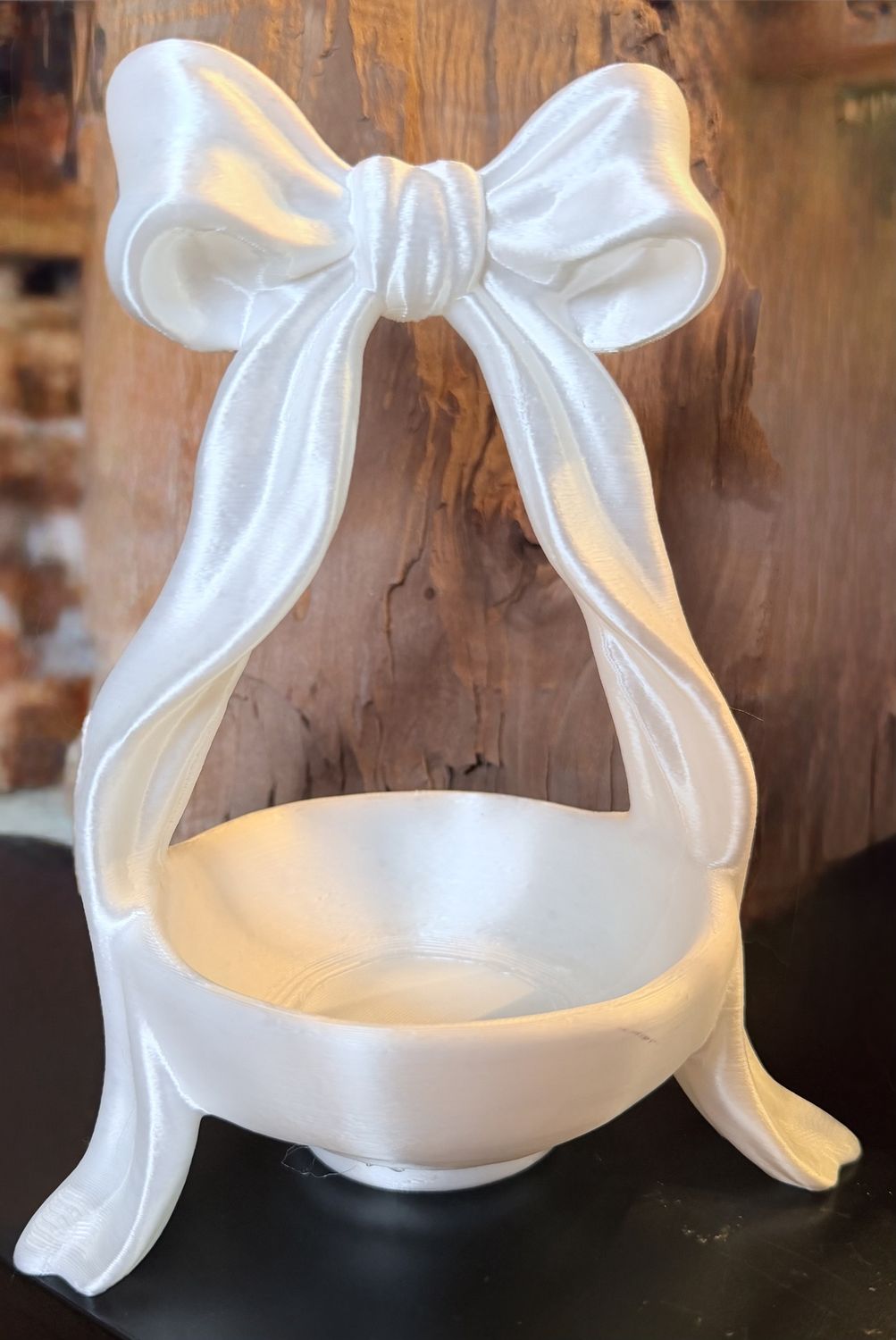 White Bow Basket Decor | Resin Decorative Basket | LynnDare Farms