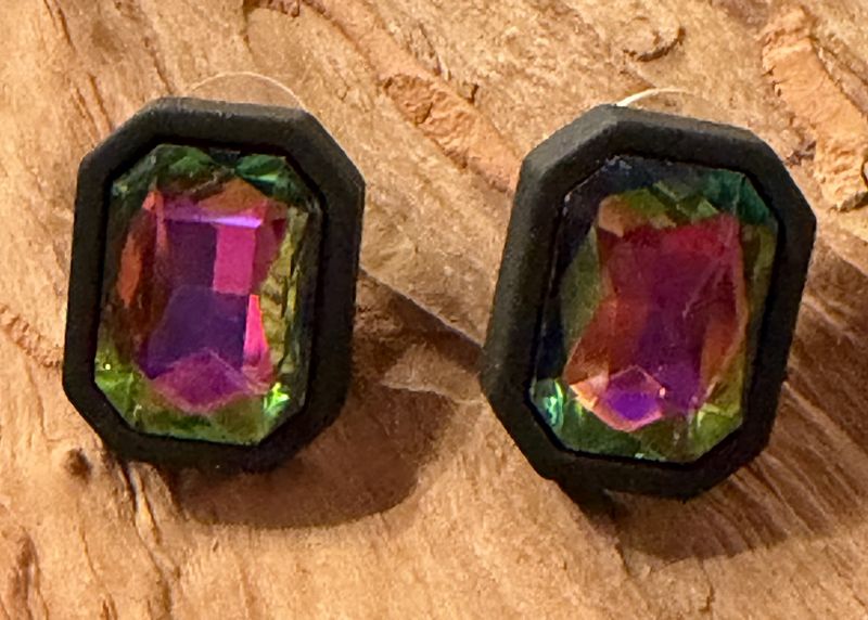 Iridescent Jewel Stud Earrings | Blue Lariat Bead &amp; Charm Bar at LynnDare Farms