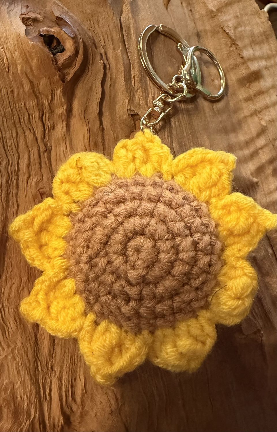Handmade Crochet Sunflower Keychain | Cozy Gift Accessory