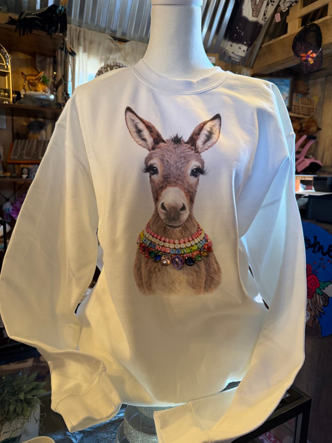 Jeweled Donkey Sweatshirt, Size: Small