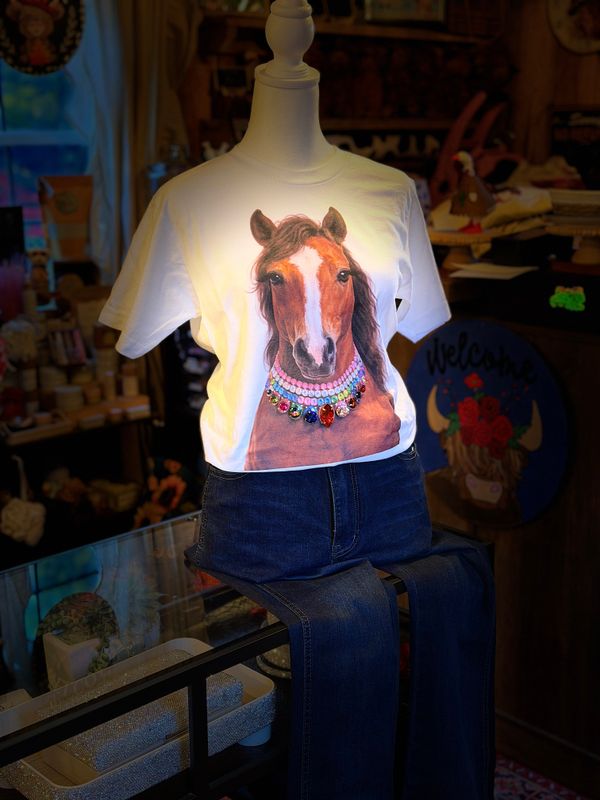 Jeweled Horse Tee – Rhinestone Western Horse Graphic T-Shirt
