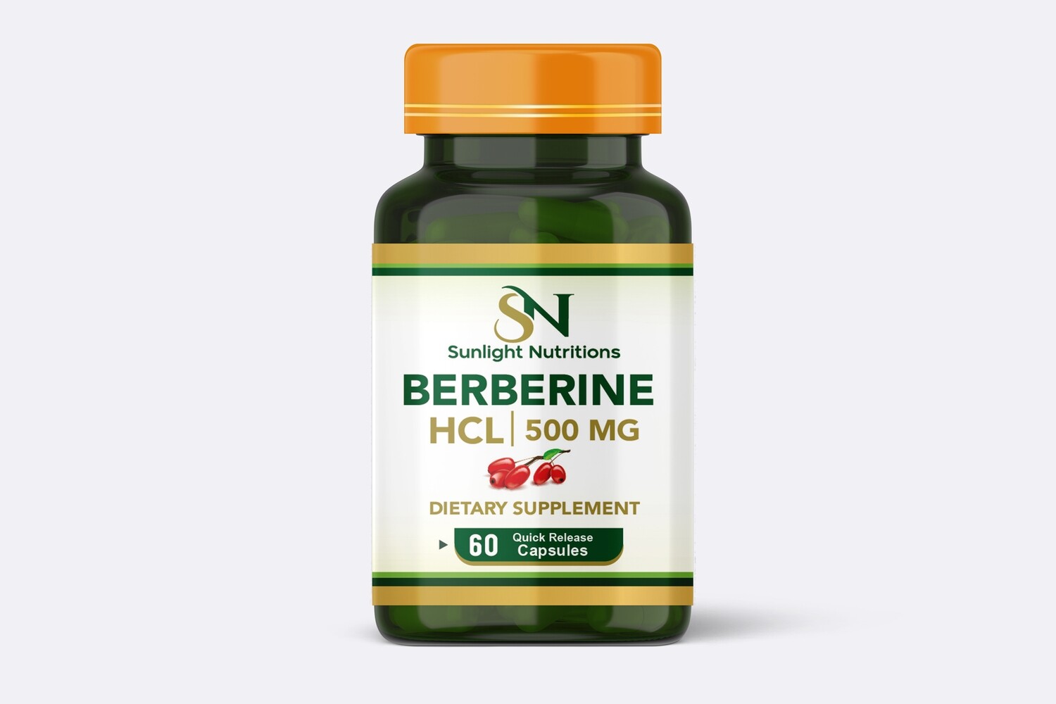Berberine HCL, 500 mg, 60 Quick Release Capsules