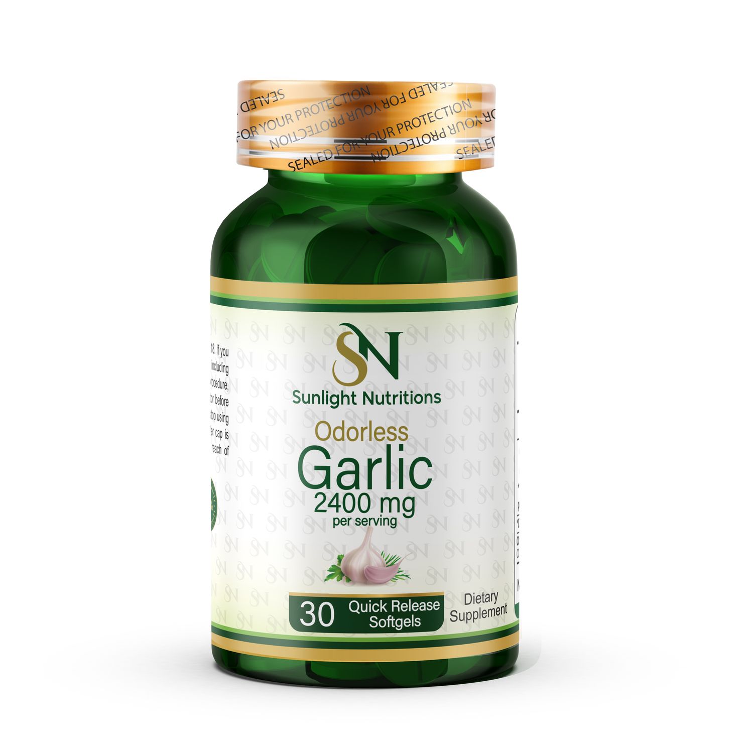 Odorless Garlic, 2400 mg (per serving), 30 Quick Release Softgels