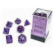 Chessex: Polyhedral 7-Dice Set - Borealis Mini-Polyhedral Royal Purple/gold Luminary 7-Die Set 20587