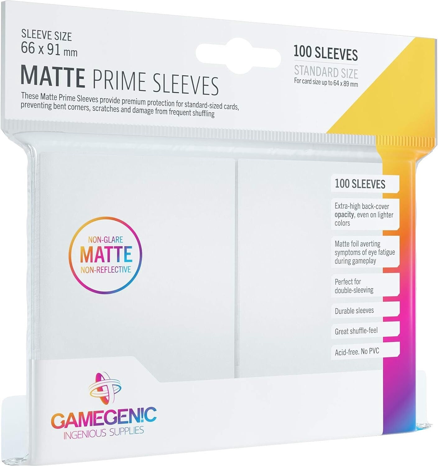 Gamegenic - Matte Prime Sleeves 66x91 - White (100)