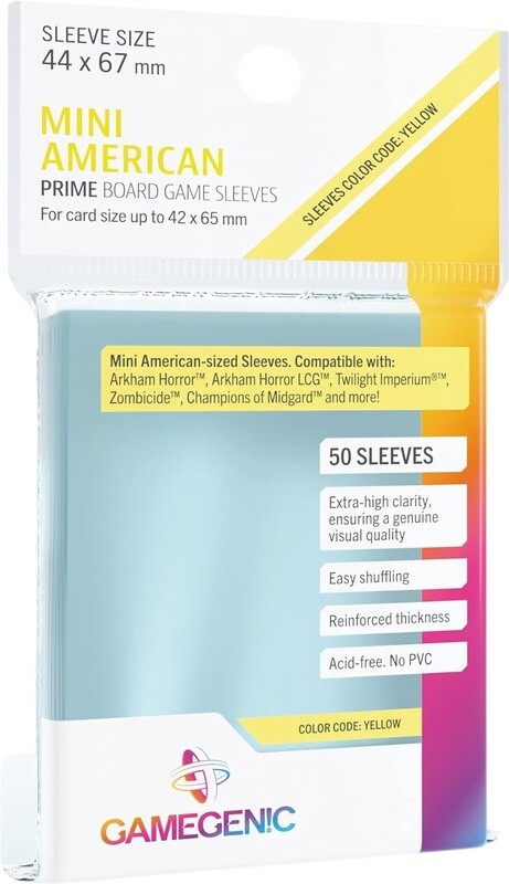 Gamegenic - Mini American Prime Board Game Sleeves 44x67 - Clear (50)