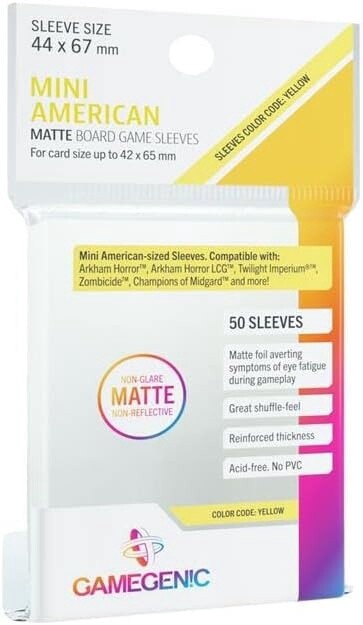Gamegenic - Mini American Matte Board Game Sleeves 44x67 - Clear (50)