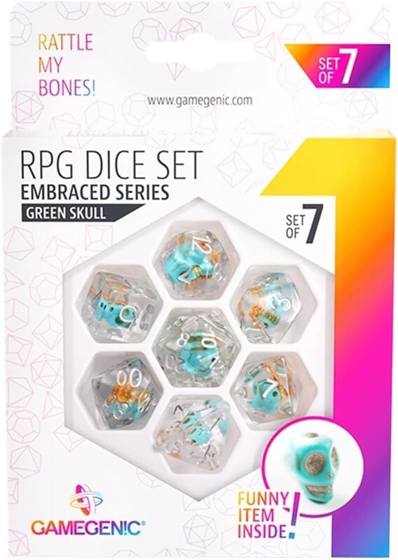 Gamegenic - Embraced Series: RPG Dice Set (Set of 7) - Green Skull